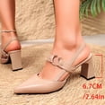 thumbnail image 6 of Samdudou Women Closed Toe Pointed Slingback Pumps Summer Block Heel Shoes with Ankle Strap Elegant Casual Formal Footwear for Wedding Guest and Grad Season, 6 of 9