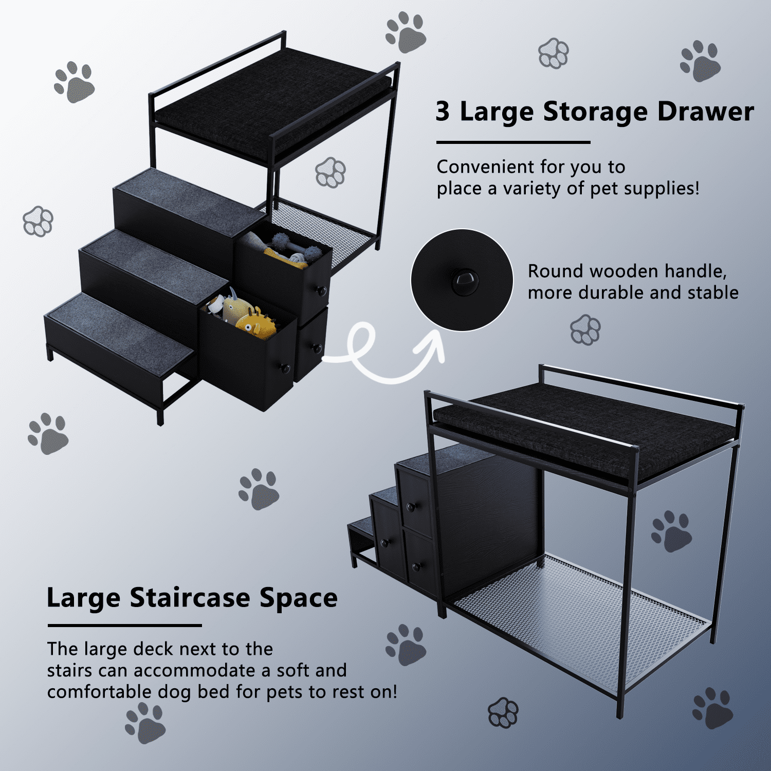 BOSSIN Pet Window Perch with Stairs,  3 Drawers Large Pet Bunk Bed for Dogs and Cats