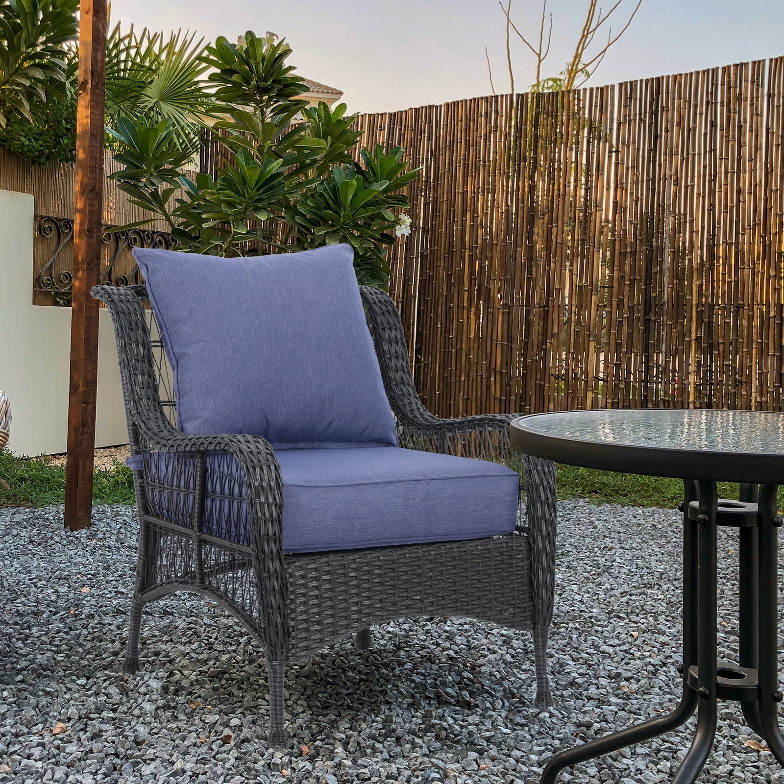 BPS 22x24x5 inch Outdoor Deep Seat Cushion, Water-Resistant Patio Furniture Cushions for Outdoor Chairs, Sofa, Couch, 2-Piece, Bluish-purple