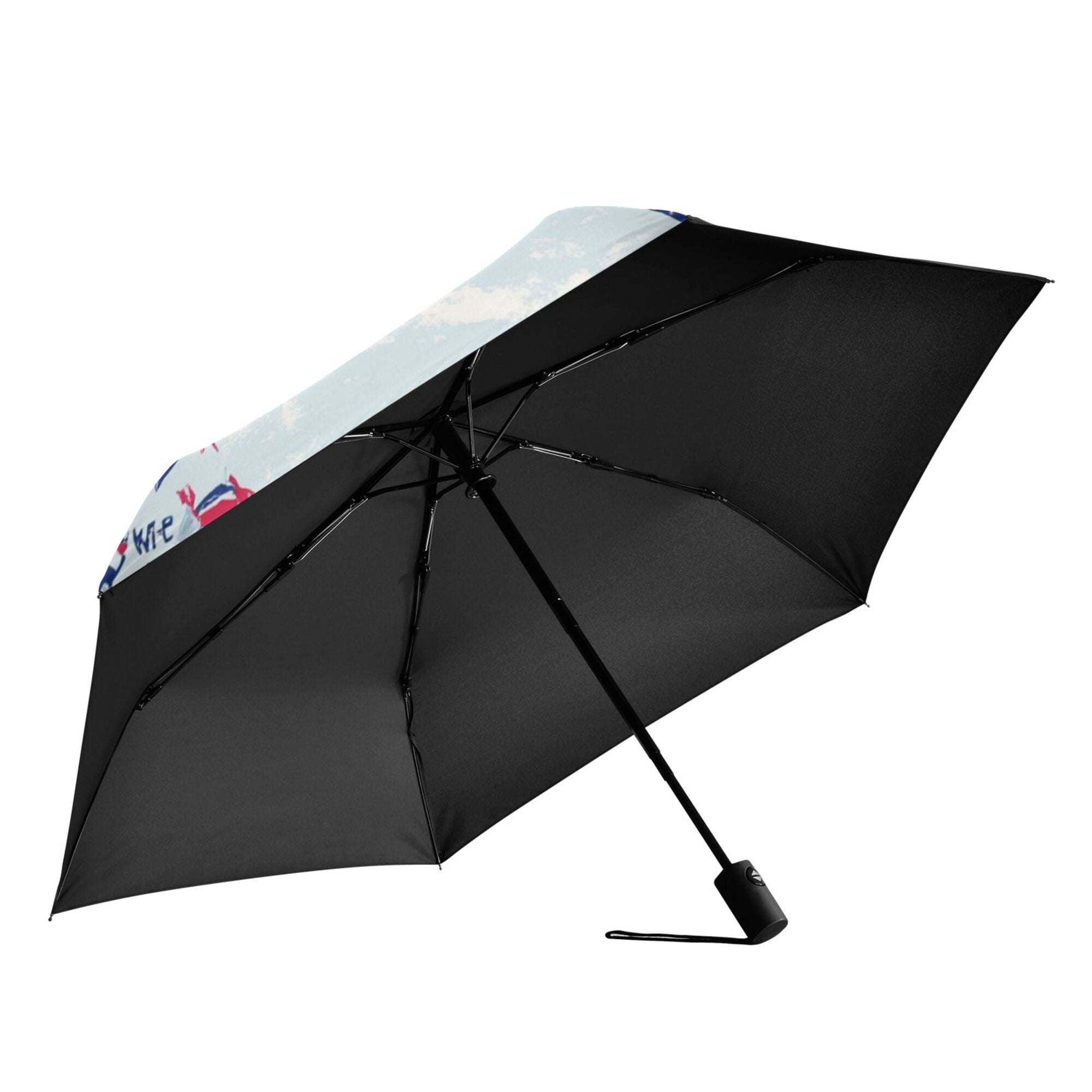 FORMRS Travel Umbrella Folding Auto Open Close Windproof Rain UV Protection, Blue Ice Hockey