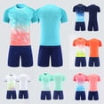 thumbnail image 2 of Qingpeng Kids Sports Training Short Sleeve Crew Neck Graphic Top Elastic Waist Shorts Soccer Football Uniform Matching Outfit Set for Kids, 2 of 6