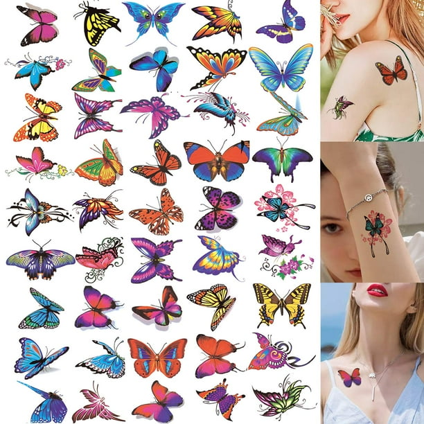 50 Sheets Butterfly Temporary Tattoos for Women Girls Kids