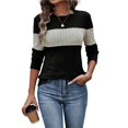 thumbnail image 1 of Blusas de Larga con Bloques de Color para Mujer, Conjuntos de Otoño, Suéteres de Invierno y Moda de Principios de Otoño. Negro L, 1 of 9
