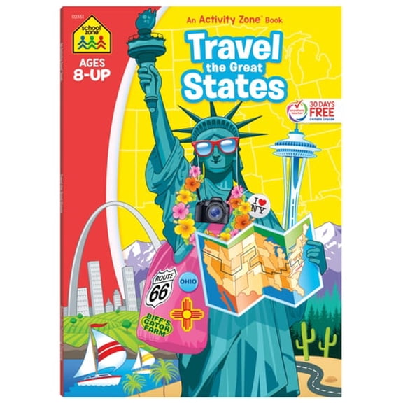 Pre-Owned School Zone Travel the Great States Workbook (Paperback) 0887435378 9780887435379