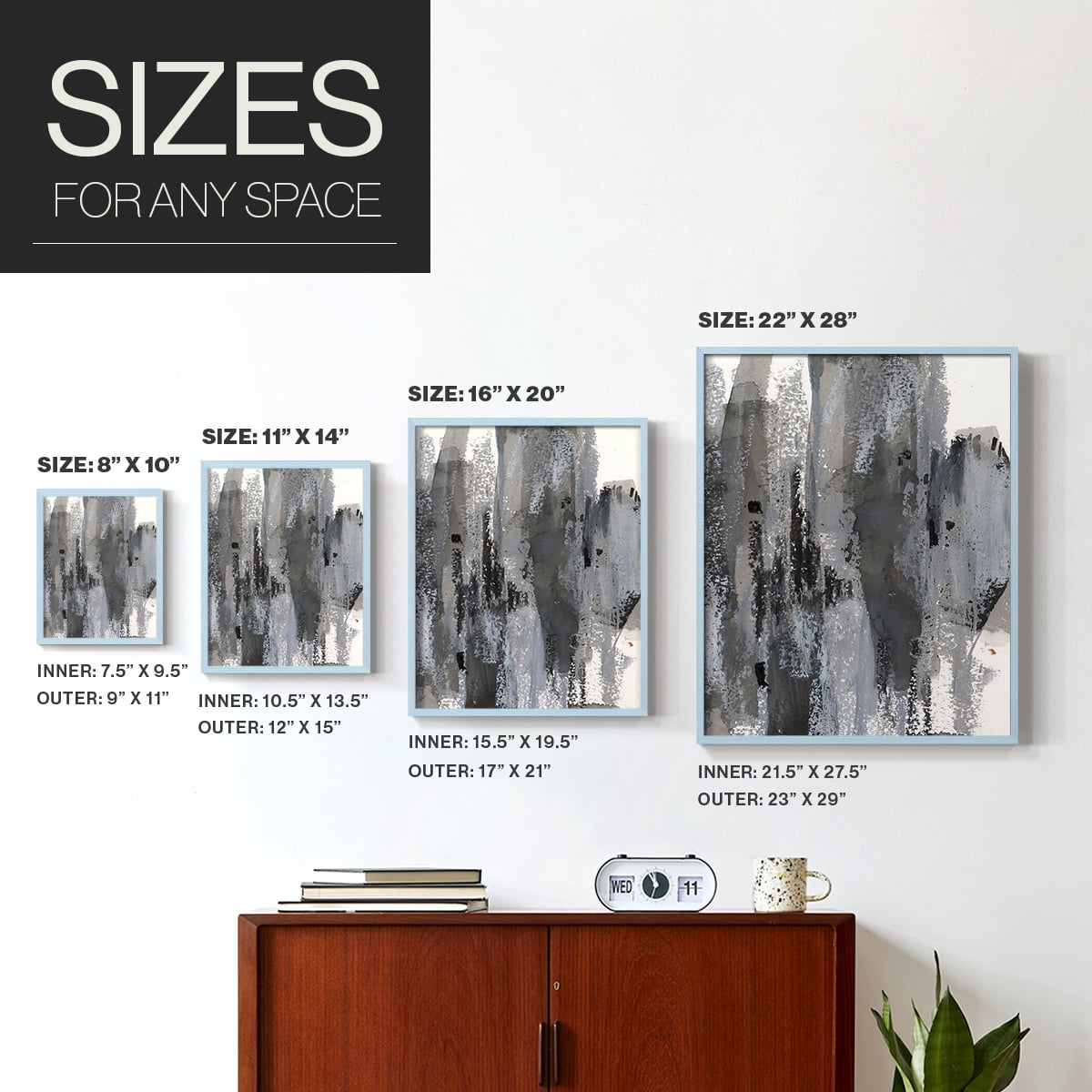 Loft Pastel III Framed Print in Blue Solid Wood Framed Print No Nail Hanging