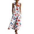 thumbnail image 3 of VBVC Women's Floral V-Neck Sleeveless Maxi Dress,Button Detail Loose Flowy Dress For Women,Ladies' Casual Patriotic Summer Sundress with Pockets,Multicolor,S-3XL, 3 of 8