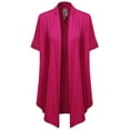 thumbnail image 3 of FashionOutfit Women's Solid Jersey Knit Draped Open Front Short Sleeves Cardigan, 3 of 4