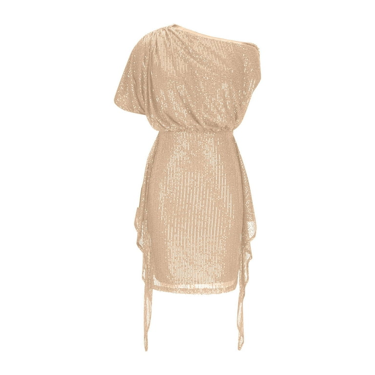 slim fit dress slacks Ruffle Glitter Knit Tube Mini Dress