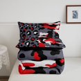 thumbnail image 5 of Manfei Minimalism Leopard Print Full Size Comforter Sets, Mid Century Animal Camo Bedding Comforter Set, Gray Red, Black Reversible, 3-Piece, 1 Comforter and 2 Pillowcases, 5 of 7