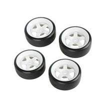MERRYHAPY RC Car Wheels and Tires Set, 4 Pieces White Plastic Replacement Parts for Remote