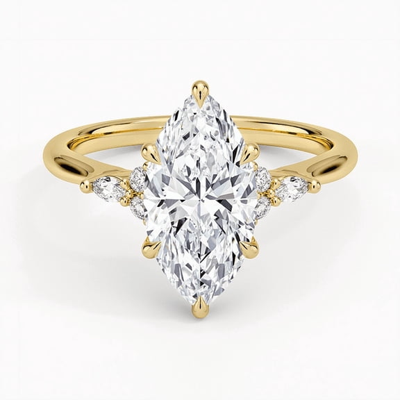 1.60 CTW Marquise Cut Lab Grown Diamond Engagement Ring 925 Silver Yellow gold plated Cluster Diamond Promise Ring for women