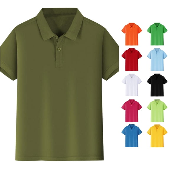 Trendfront Girls Classic School Uniform Polo Shirt Short Sleeve Collared Button Front Solid Color Casual Back To School Classroom Top