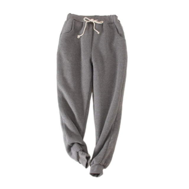 Sonducket Manténgase abrigado con estilo en invierno Pantalones deportivos de felpa gruesos Pantalones casuales cálidos de invierno elegantes y Prendas para la parte inferior del cuerpo gris oscuro l