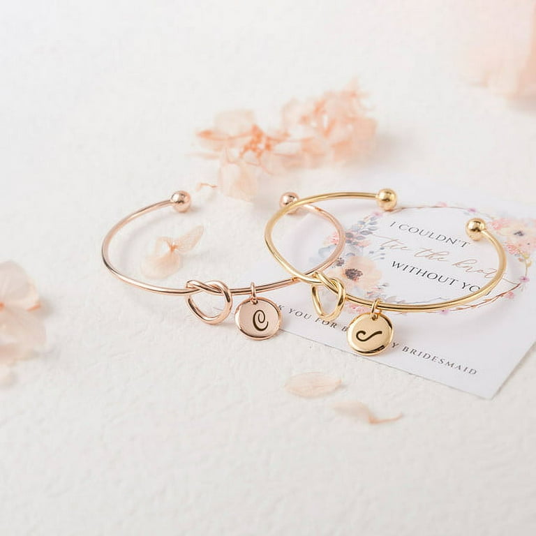Anavia Women I Couldn t Tie the Knot Without You Personalized Bridesmaid Gift Bridesmaid Proposal Bracelet Tie the Knot Jewelry Custom Initial Engraving Bracelet Bridal Party Wedding Gift Set Walmart....