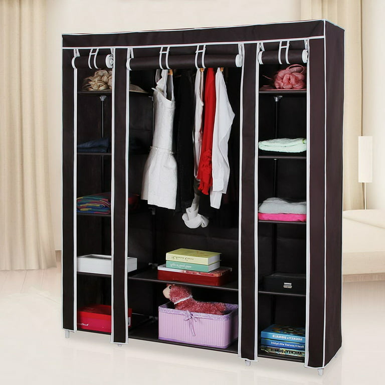 Zimtown 5 Tier Heavy Duty Portable Closet Wardrobe Clothes Rack Storage Organizer Shelf, Size: (39.37 x 11 x 37.5), Brown