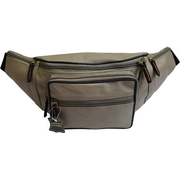 Fanny Pack Waist Bag Genuine Pebbled Leather Travel Hiking Sports Colors Light Green
