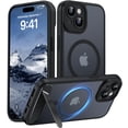 thumbnail image 1 of Funda AMILIFECASES para iPhone 15 de 6,1" con MagSafe y soporte, negra, 1 of 8