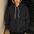 thumbnail image 4 of LLYWEY Sudadera con Capucha de Forro Polar Suave con Cordón, Suéter con Capucha Tipo Pulóver con Bolsillo, Casual, Corte Holgado, Estampado Sólido, Manga Larga, Blusas de Otoño, para Mujer, 4 of 7