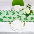 thumbnail image 2 of St. Patrick's Day Table Runner - Green Shamrock Lace Rectangular Polyester Runner for Dining Table Decor, Holiday Party, Home Decoration - 30x180cm (70.86x11.81 inches), 2 of 6