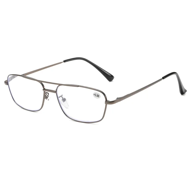 PK Mens Retro Aviator Reading Glasses Metal Frame Blue Light Blocking  Readers