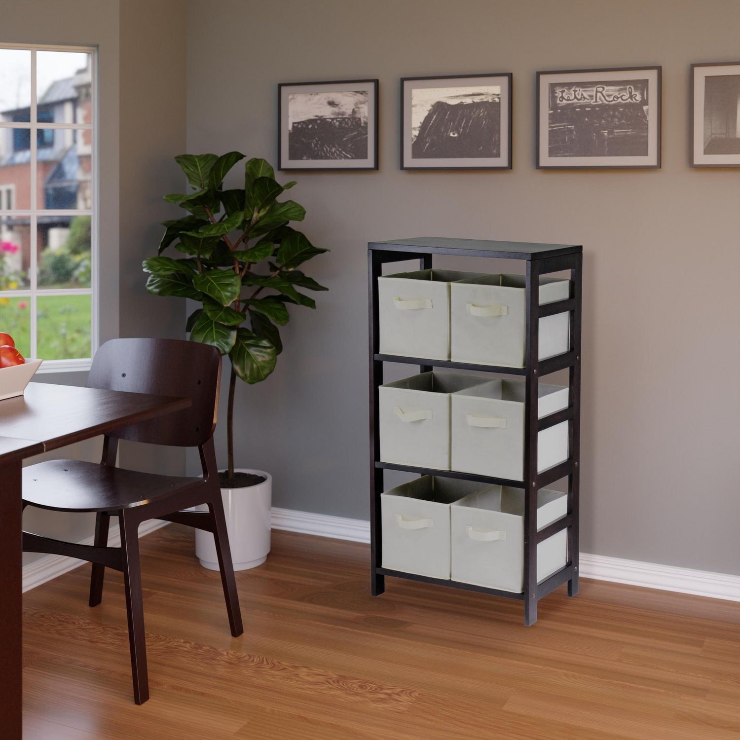 Winsome Capri Set of Foldable Beige Fabric Baskets