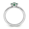 thumbnail image 2 of Sterling Silver Stackable Expressions Rhodiumed 0.12 Ct. Created Emerald Cross Ring Size 9, 2 of 5