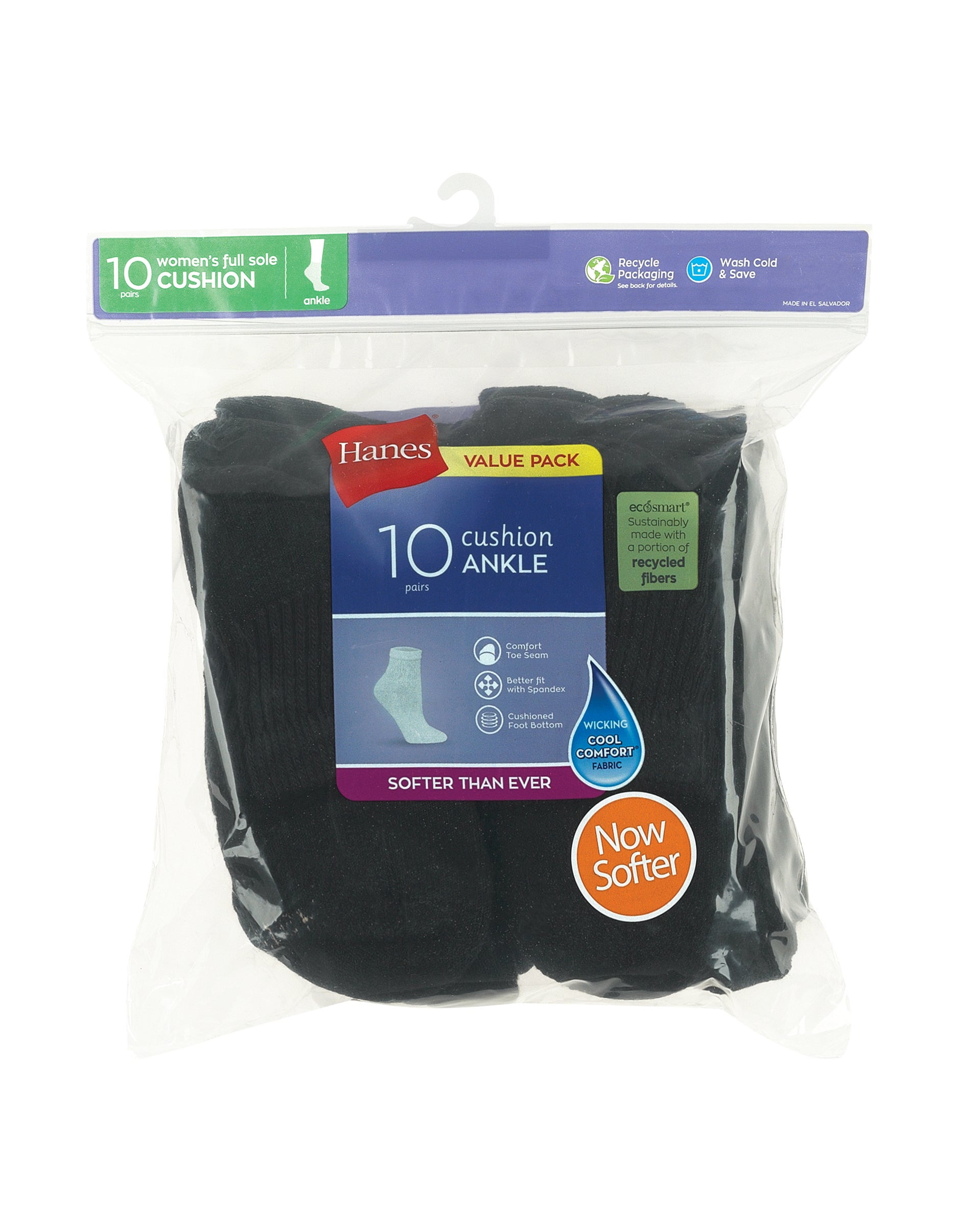 Women's Ankle Socks, Cushioned, 10-Pack, Size 5-9