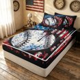 thumbnail image 3 of meiyoeat Vintage Grunge Baseball Zipper Twin Comforter Sets with Fitted Sheet and 2 Pillowcases for Boys, American Flag Splash Drip Zipper Bedding Set, Black Reversible, 4pcs, 3 of 7