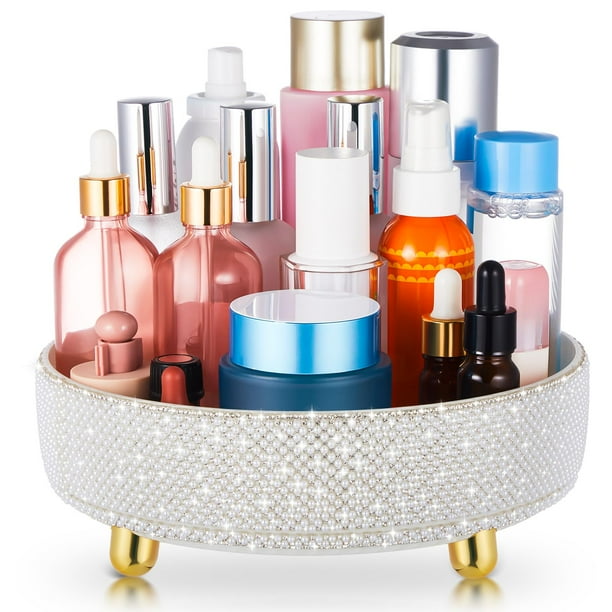 Organizador de maquillaje Honeydak Bling Perfume 360 Rotating White