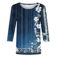 thumbnail image 5 of TaTaai Womens Casual 3/4 Sleeve Round Neck Blouses Allover Print Tops Loose Fit Relaxed Tee for Daily 1-Pack Gift, 5 of 5