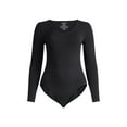 thumbnail image 5 of Joyspun Women's Seamless Scoop Neck Brief Bodysuit with Long Sleeves, Sizes XS-3XL, 5 of 7