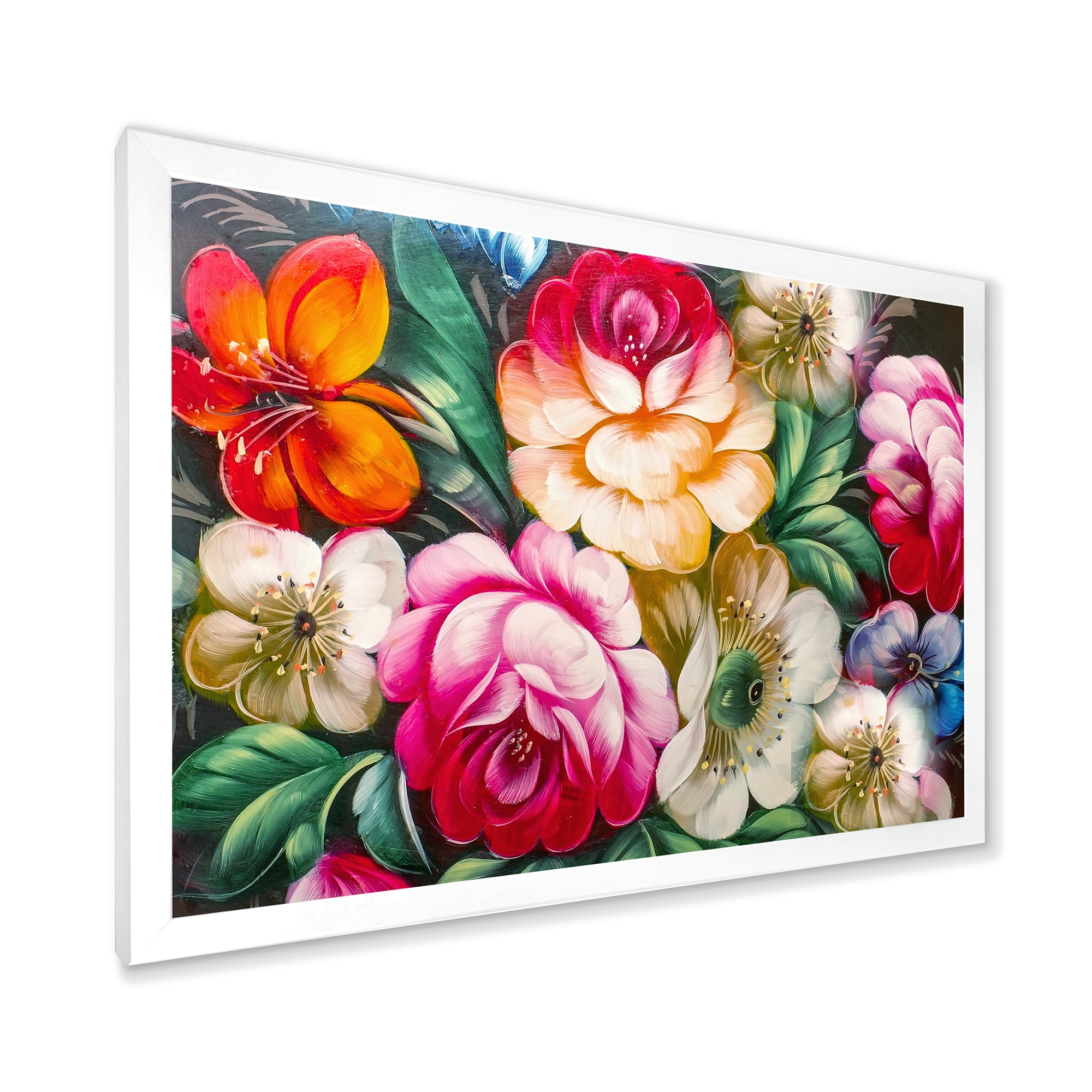 Designart 'Vintage VIbrant Yellow and Red Flower Still Life II' Traditional Framed Art Print