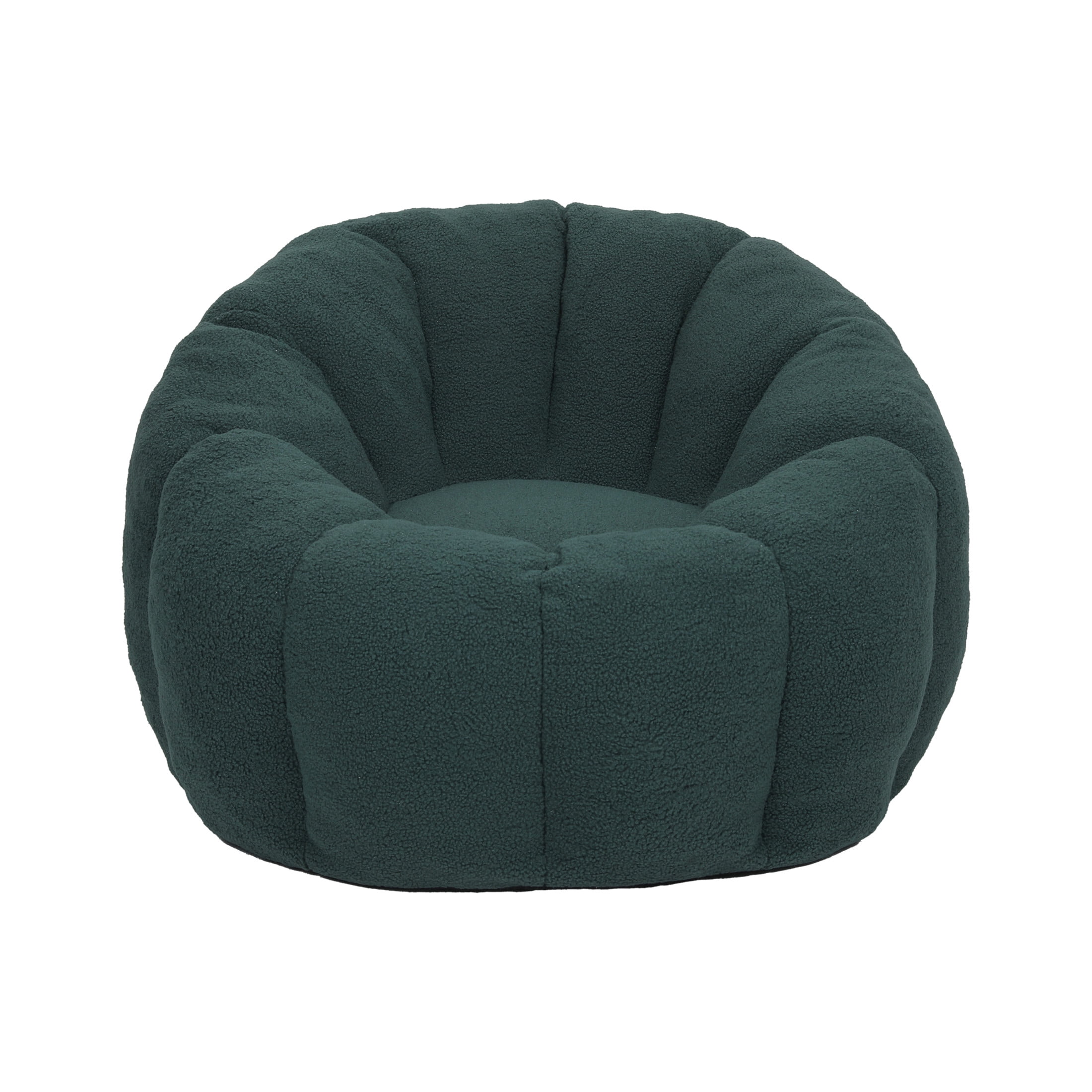 Noble House Haylie Fluffy Faux Fur Bean Bag Chair, High Density Foam Lazy Sofa Lounge, for Living Room, Green