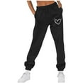 thumbnail image 2 of successthop Gym Sweatpants Women Fleece Drawstring Sportpants ELastic Heart Printed Joggers Low Rise Trousers, 2 of 7