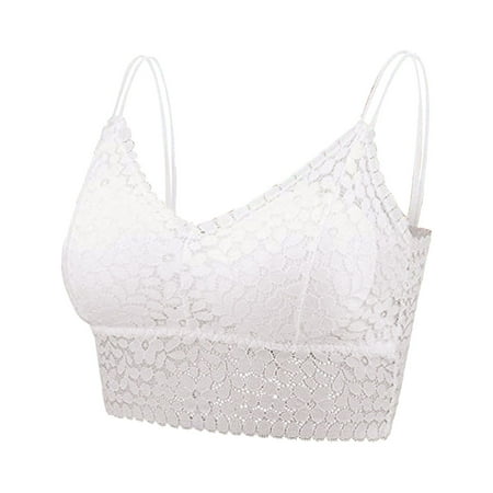 

CLZOUD Bra Comfortable Shockproof and Slim White Lace Lace Bra Camisole Bralette Bandeau Bra Lace Top Women Girls Sports Dail Favo S