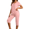 thumbnail image 3 of 2 Piece Outfit for Women Lounge Sets Oversized Round Neck Tshirts Summer Shorts Lounge Set, 3 of 7
