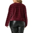 thumbnail image 3 of Agnes Orinda Women's Plus Size Cropped Jacket Open Front Fluffy Faux Fur Winter Coat Jackets 1X Burgundy, 3 of 6
