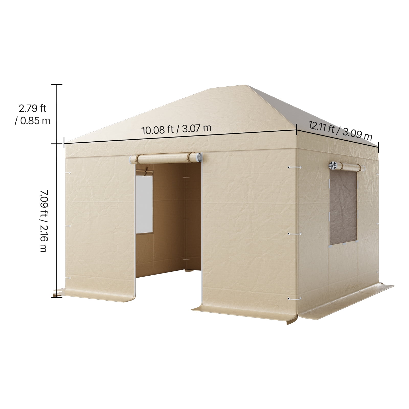 KFFKFF Winter Gazebo Cover for 10 x 12 ft Hardtop Gazebos, Weather-Resistant Cover with Side Panels & Ventilated Mesh Windows, Durable PE Material, Protective Shelter Cover, Gazebo Frame Not Included