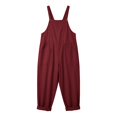 thumbnail image 6 of JFGHDG Women Cotton Linen Bib Overall Jumpsuit Romper, Loose Summer Wide Barrel Leg Pants with Side Pockets Wine 2XL, 6 of 7