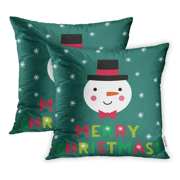 BSDHOME Cartoon Christmas Snowman Face Celebration Cute Pillow Case Pillow Cover 20x20 inch Set of 2