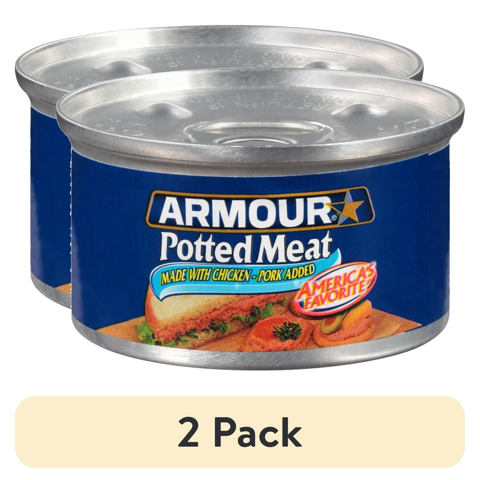 (2 pack) Armour Chicken & Pork Potted Meat, 10g Protein Per Serving, 3 oz Can