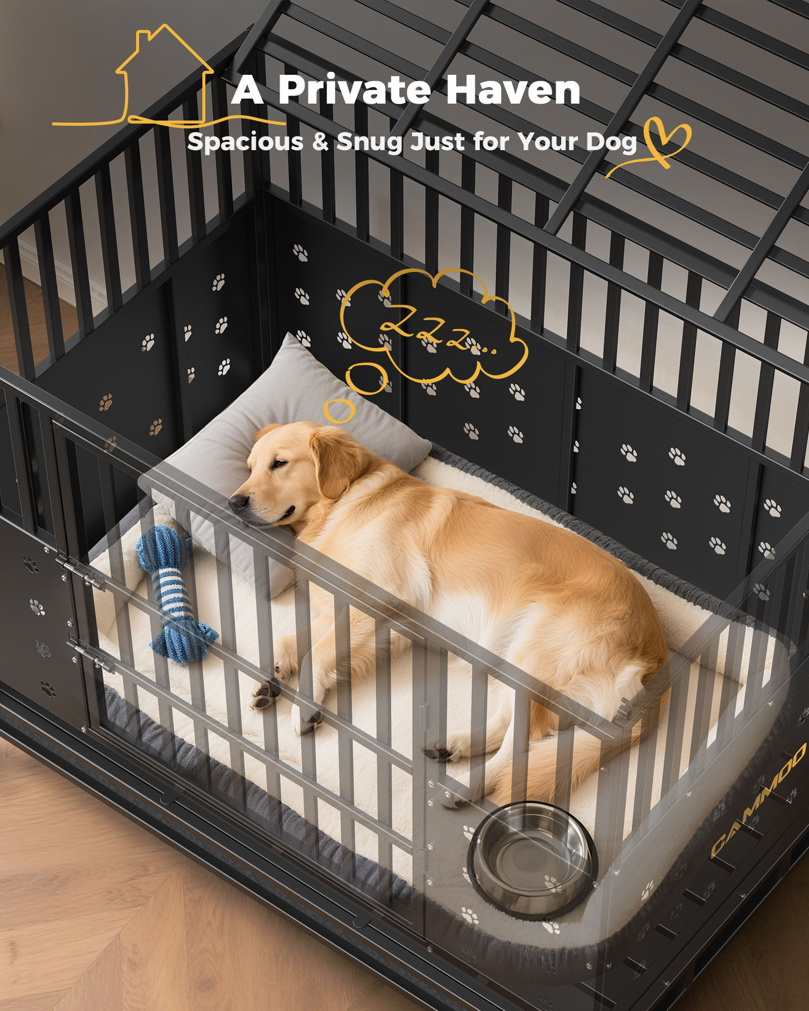 CAMMOO 48-Inch Foldable Heavy Duty Dog Crate for Large Dogs photo 7