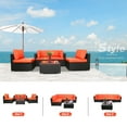 thumbnail image 3 of 5 Pcs Orange Patio Sofa PE Rattan Outdoor Wicker Patio Conversation Set by LAZYLAND, 3 of 5