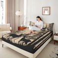 thumbnail image 4 of Manfei Wildlife Deer Elk Twin Sheet Sets for Man, Rustic Farmhouse Wooden Plank Twin Fitted Sheet, Brown Animal Flat Sheet, Luxury Bedroom Decor, 3-Piece, 4 of 7