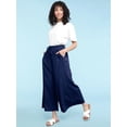 thumbnail image 6 of Made by Johnny Women's Casual Loose Washed Linen Wide Leg Pants with Pockets and Drawstring XL NAVY, 6 of 6