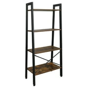 ZENSTYLE Ladder Shelf 4 Tiers Stand Storage Rack Bookcase Wall Display, Brown