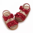 thumbnail image 4 of GiLiling Baby Girls Open-Toe Sandals with Ruffle Bowknot Frill Straps, Soft Breathable Flat Shoes for Summer Casual Wear (Red, 9-12 Months), 4 of 6