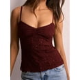 thumbnail image 5 of Women Lace Camisole Tank Tops Y2k Spaghetti Strap Camis Going Out Top Wine Red S, 5 of 7