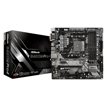 ASRock B450M PRO4 AM4 AMD B450 SATA 6Gb/s USB 3.1 HDMI Micro ATX AMD (Best Micro Atx Motherboard Cpu Combo)