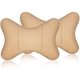 thumbnail image 1 of Dsstyles Almohada para el cuello del automóvil 2 piezas Almohada de viaje de cuero de la pu para el reposacabezas Soporte para el cuello para el asiento del automóvil (beige). Afortunado Sencillez, 1 of 5